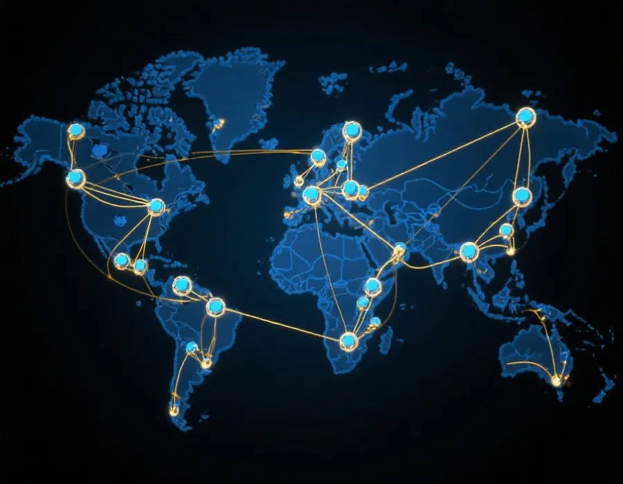 全球节点网络拓扑示意